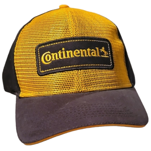 Vintage Continental Trucker Hat‎ Yellow and Black Velcro Closure NWOT